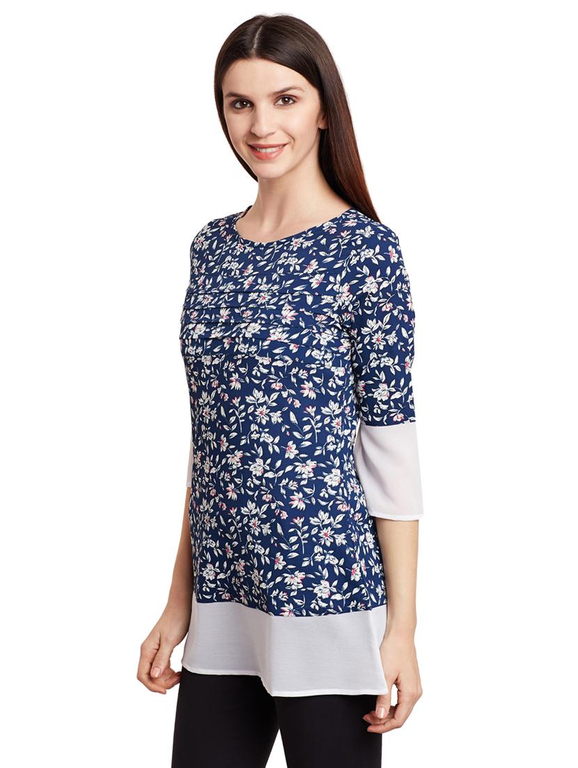 dark blue crepe tunic - 15482712 - Standard Image - 1