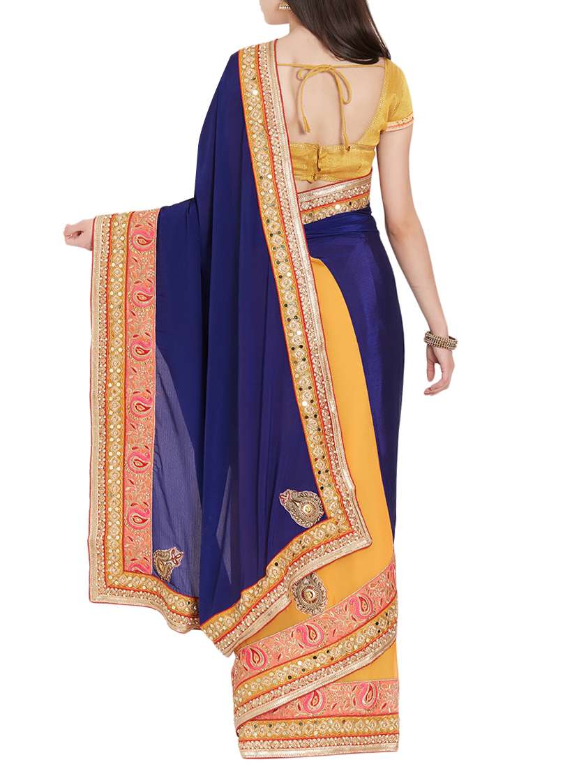 mirror bordered half and half saree with blouse - 15485304 -  Standard Image - 1