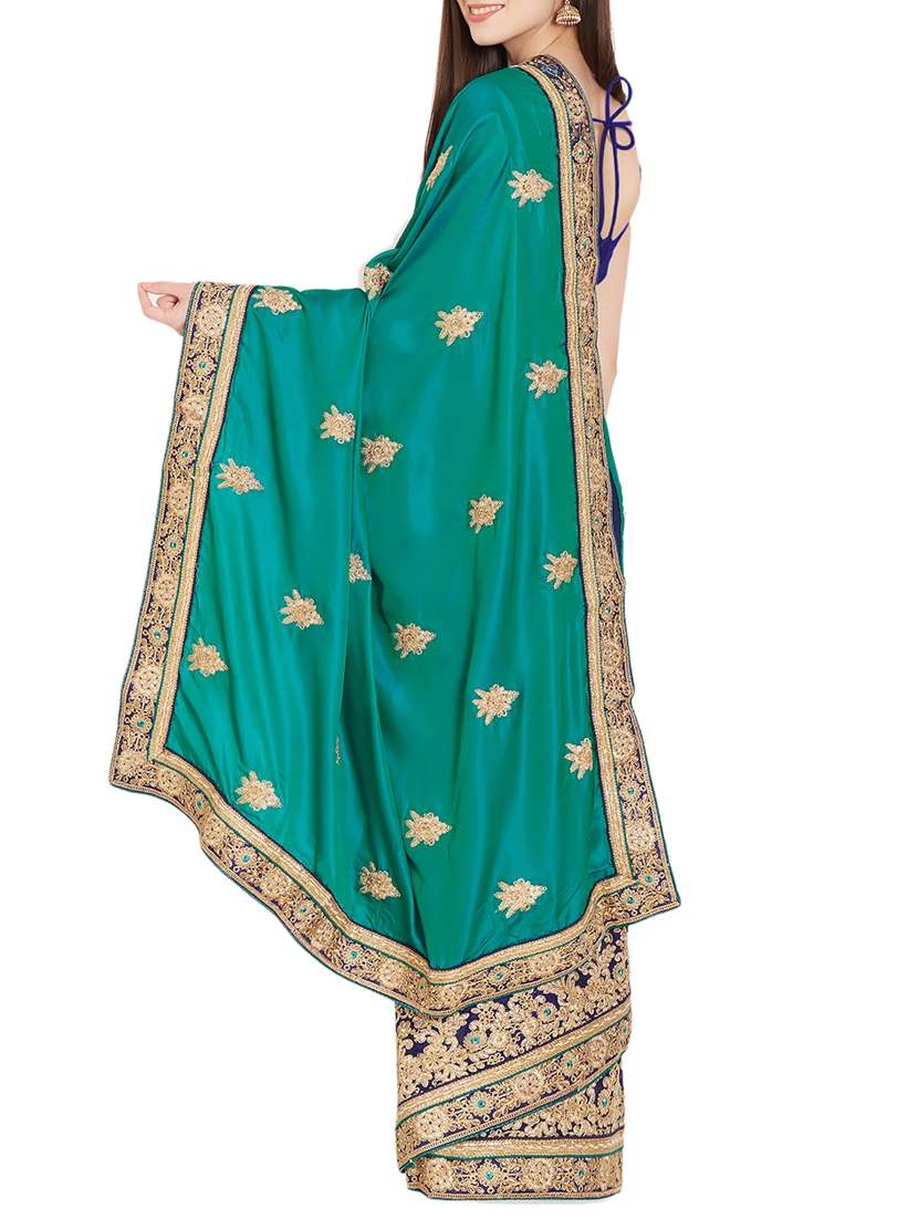 zari embroidered half and half saree with blouse - 15485308 -  Standard Image - 1