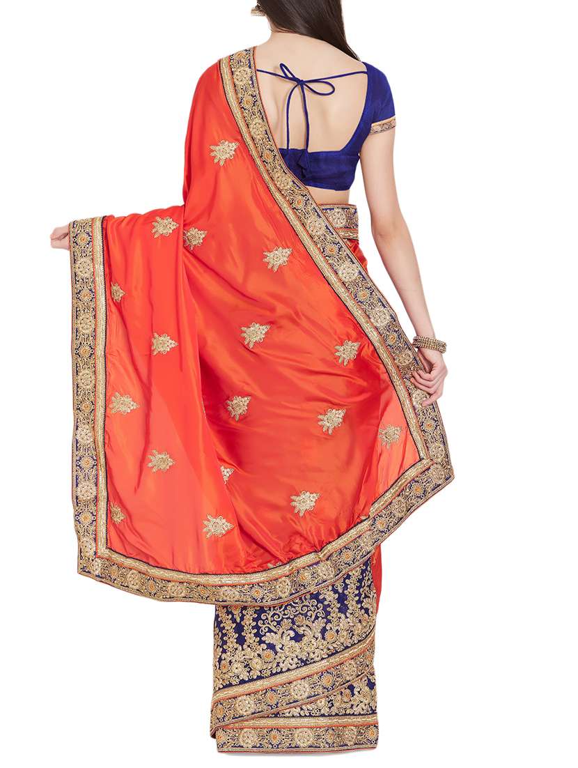 zari embroidered half and half saree with blouse - 15485310 -  Standard Image - 1