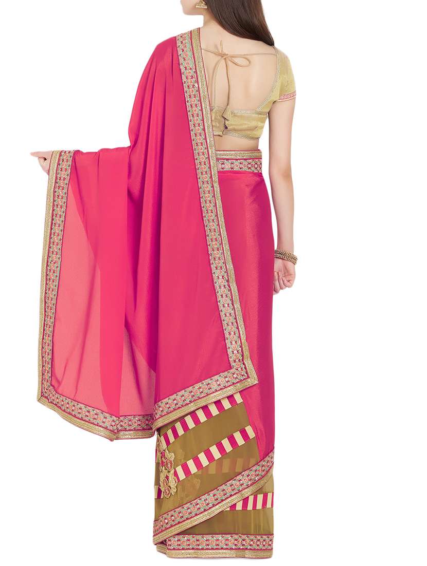 applique work half and half saree with blouse - 15485311 -  Standard Image - 1