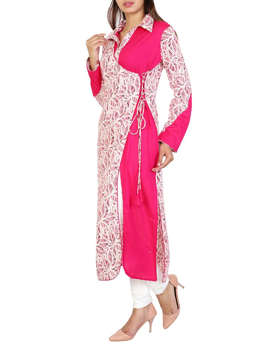 high slit kurta with drawstring - 15485429 -  Standard Image - 1
