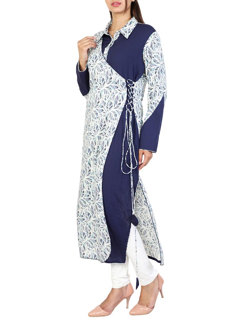 high slit kurta with drawstring - 15485449 - Standard Image - 1