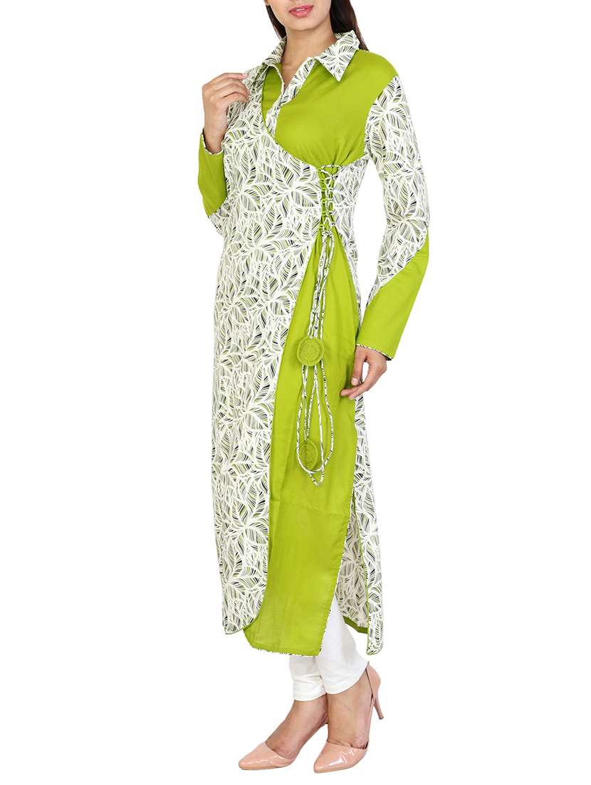 high slit kurta with drawstring - 15485450 -  Standard Image - 1