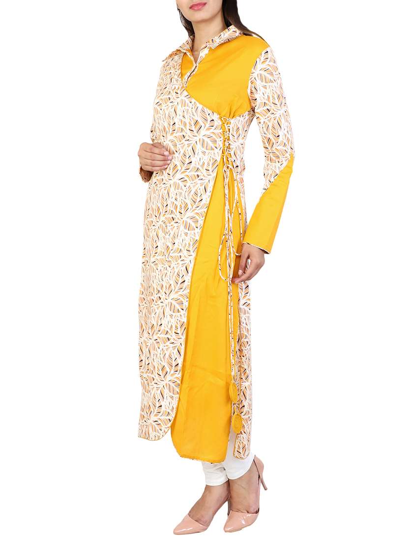 high slit kurta with drawstring - 15485451 -  Standard Image - 1
