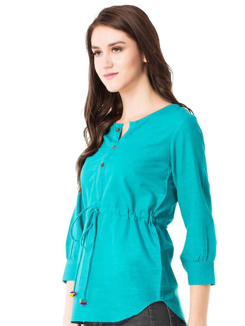 women's straight notch neck top - 15486007 -  Standard Image - 1