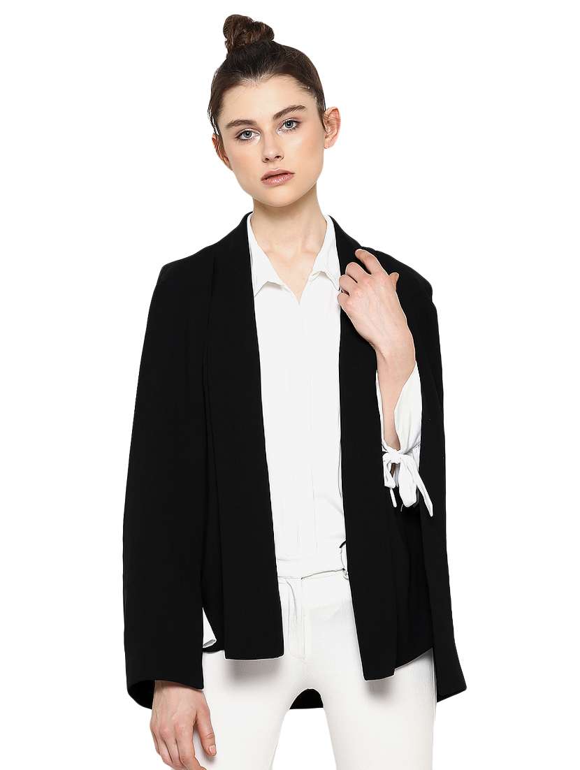 slit sleeved solid shrug