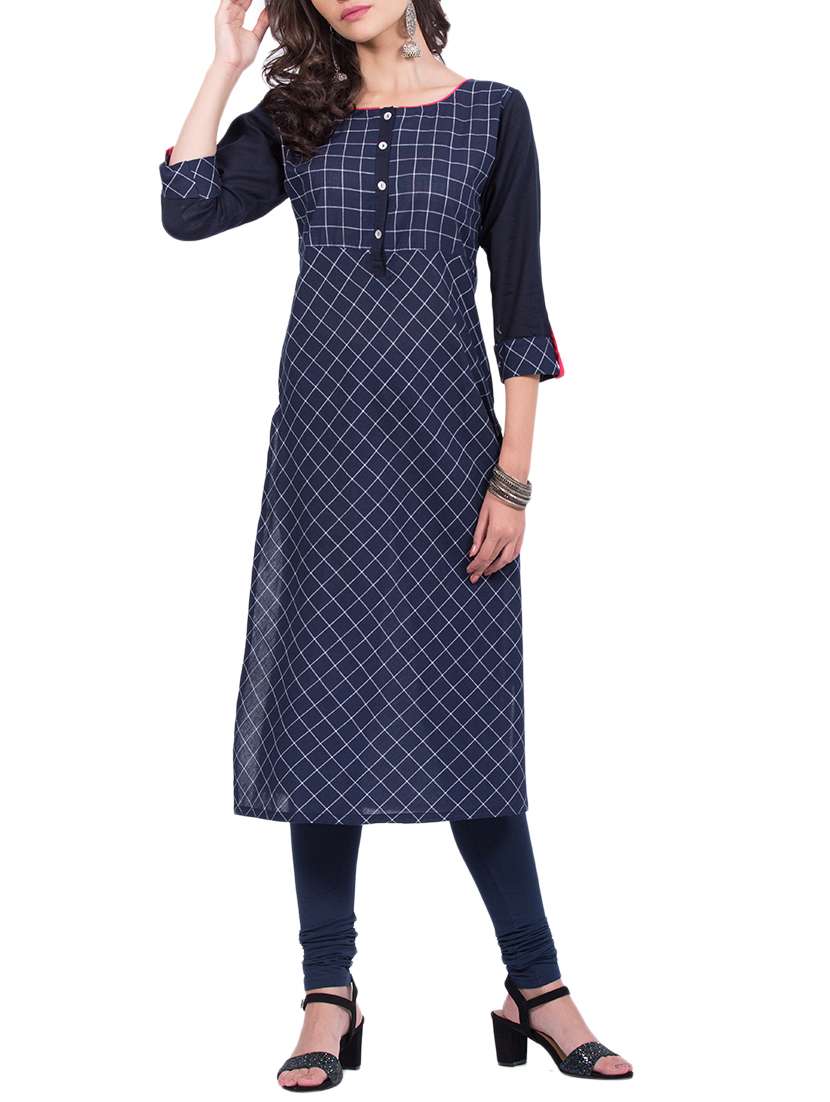 checkered straight kurta