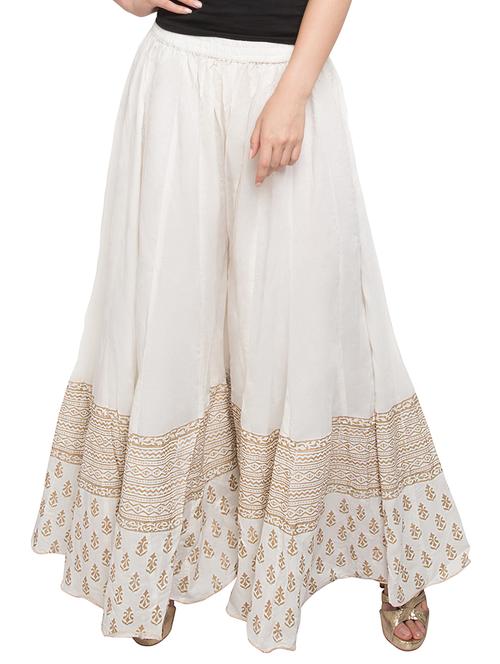 gold printed flared palazzo - 15487218 -  Standard Image - 0