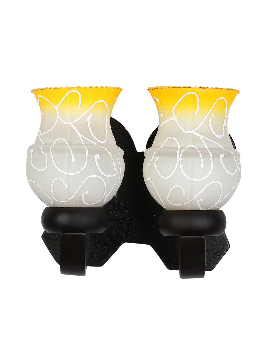 new stylish twins hand decorative colorful glass wall lamp light with royal wooden fitting dn-2wa35 - 15489713 -  Standard Image - 1