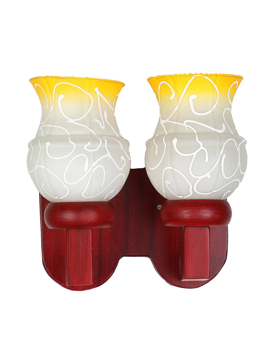 new stylish twins hand decorative colorful glass wall lamp light with royal wooden fitting dn-2wa49 - 15489727 - Standard Image - 1