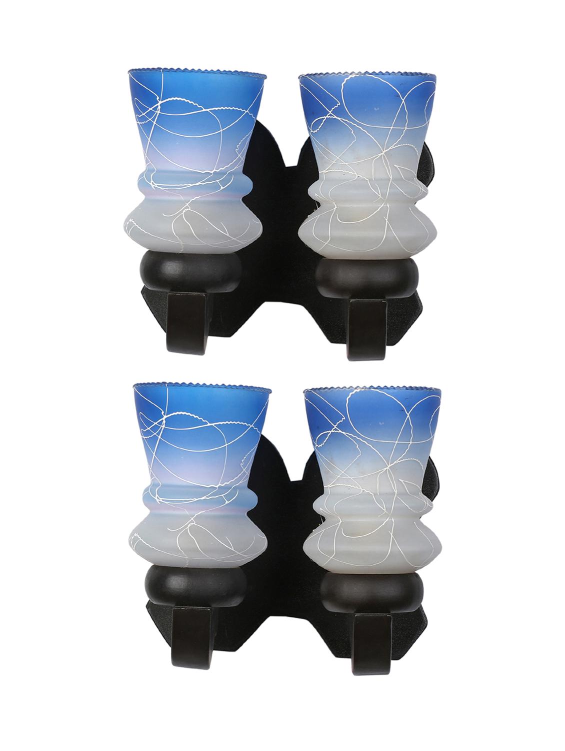 stylish twins hand decorative colorful glass wall lamp light with royal wooden fitting (set of two) dn-2wa131 - 15489850 - Standard Image - 1