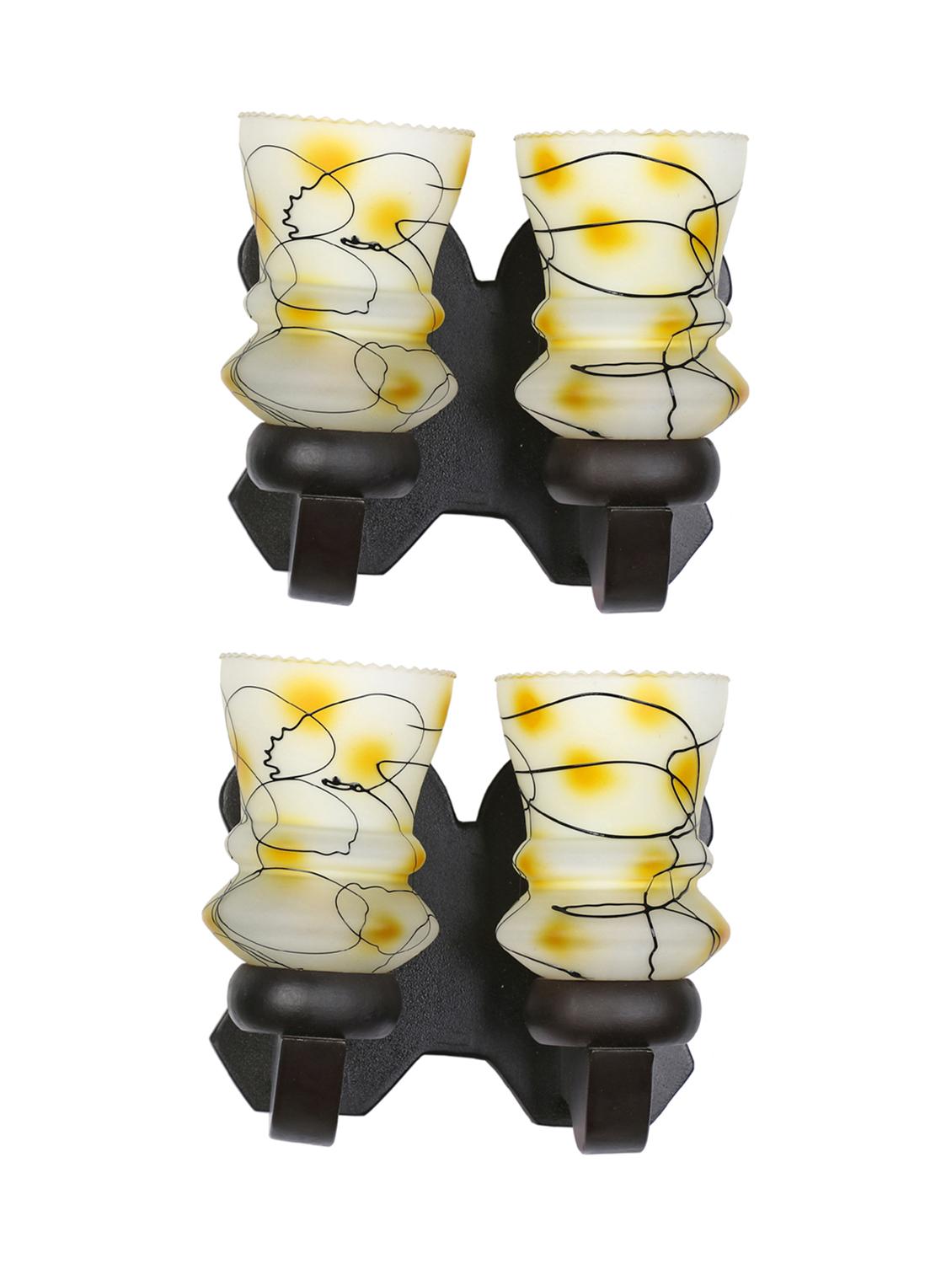 stylish twins hand decorative colorful glass wall lamp light with royal wooden fitting (set of two) dn-2wa143 - 15489861 - Standard Image - 1