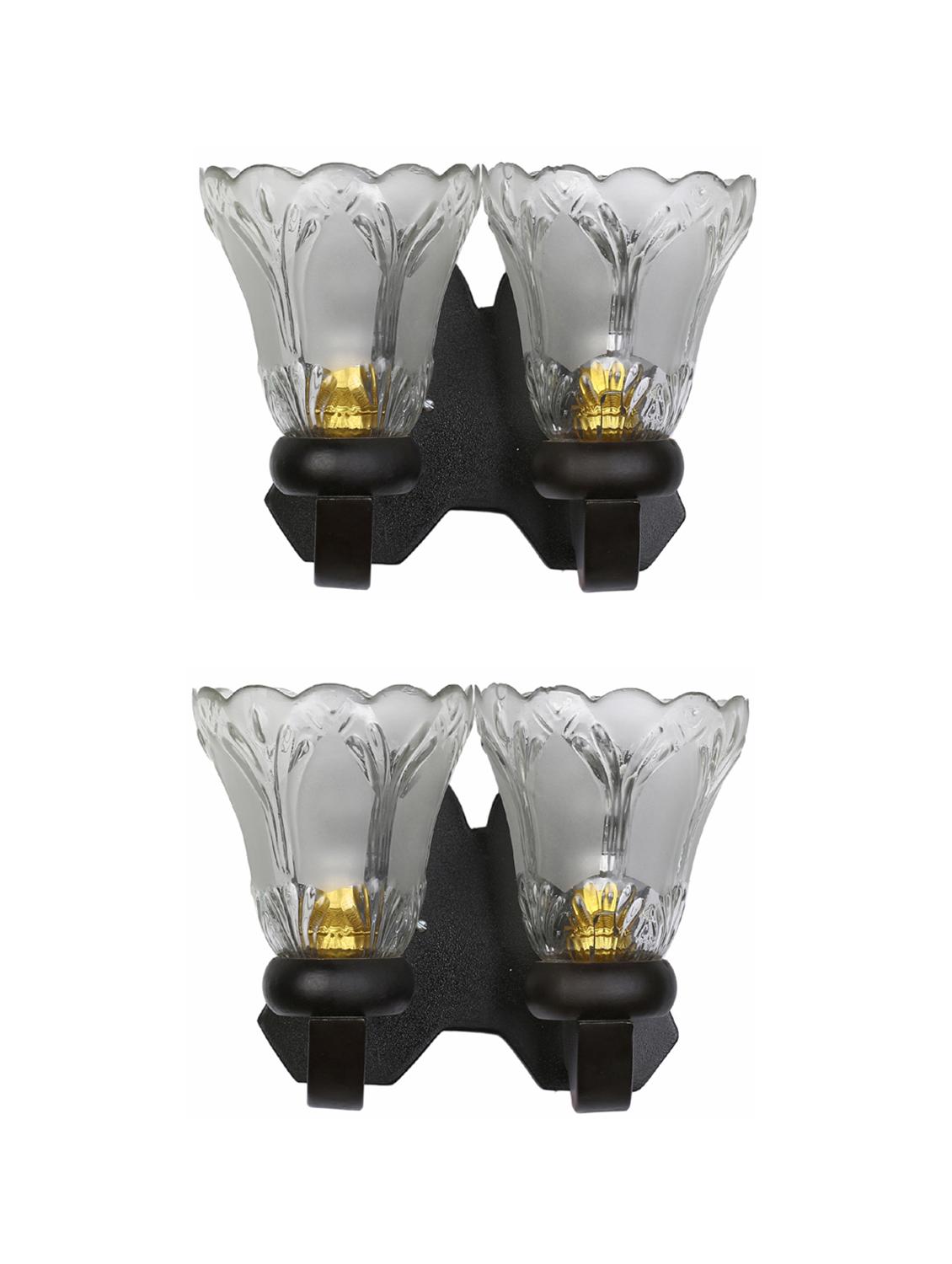 stylish twins hand decorative colorful glass wall lamp light with royal wooden fitting (set of two) dn-2wa144 - 15489862 -  Standard Image - 1
