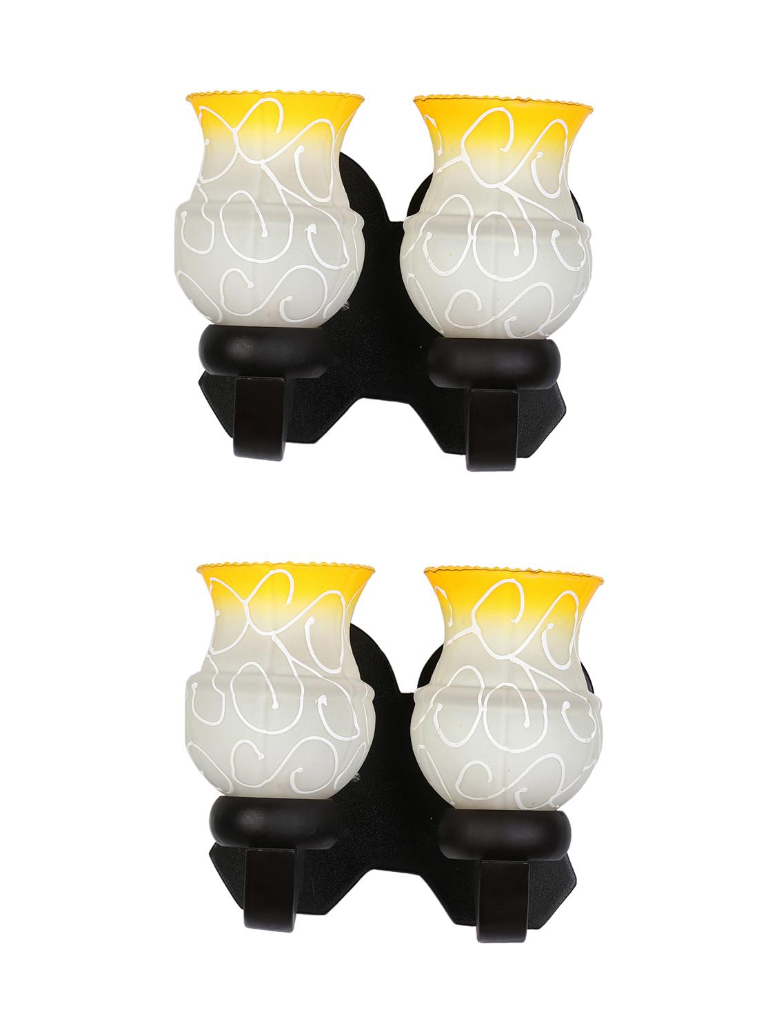 stylish twins hand decorative colorful glass wall lamp light with royal wooden fitting (set of two) dn-2wa149 - 15489867 - Standard Image - 1