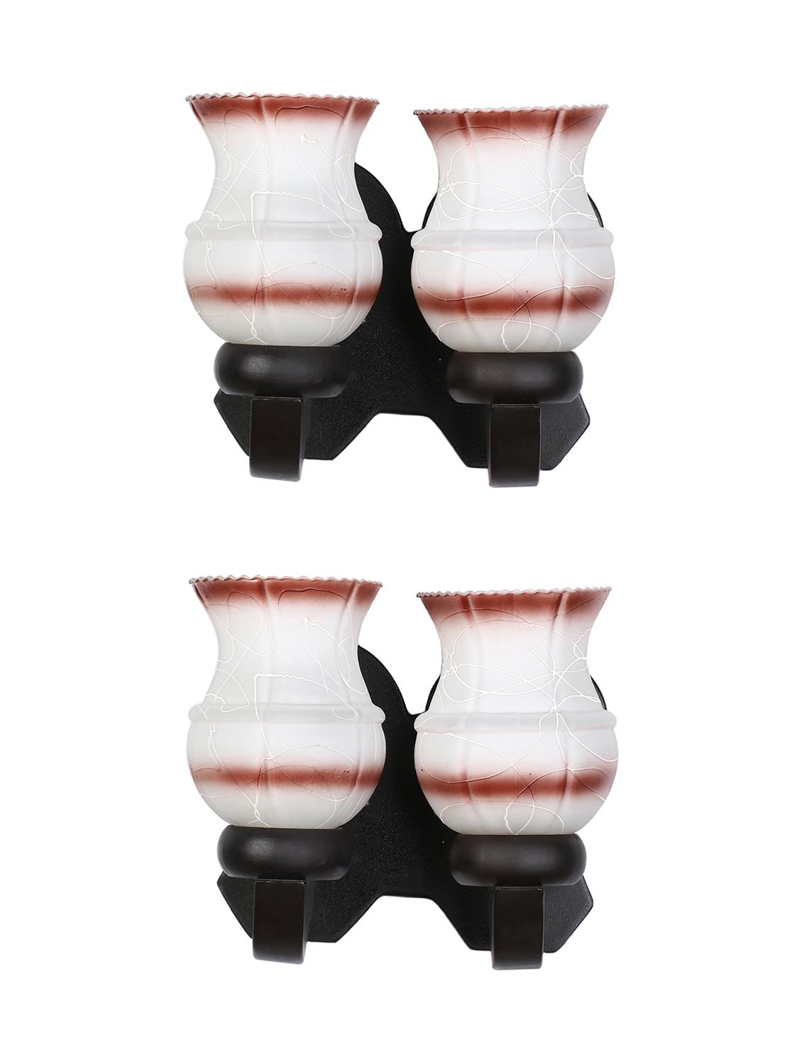 stylish twins hand decorative colorful glass wall lamp light with royal wooden fitting (set of two) dn-2wa154 - 15489872 - Standard Image - 1