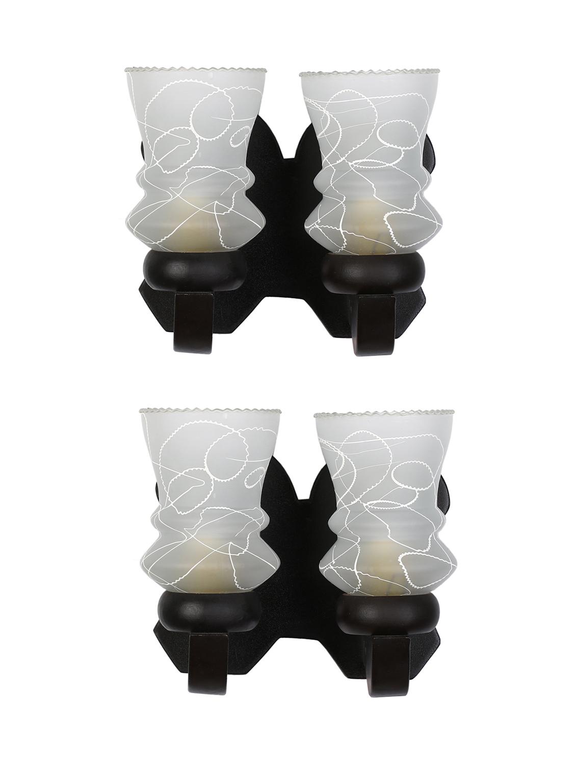 stylish twins hand decorative colorful glass wall lamp light with royal wooden fitting (set of two) dn-2wa156 - 15489874 - Standard Image - 1