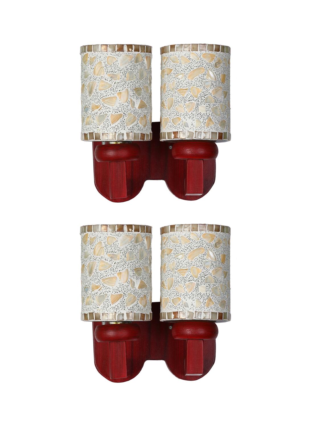 stylish twins hand decorative colorful glass wall lamp light with royal wooden fitting (set of two) dn-2wa164 - 15489882 -  Standard Image - 1