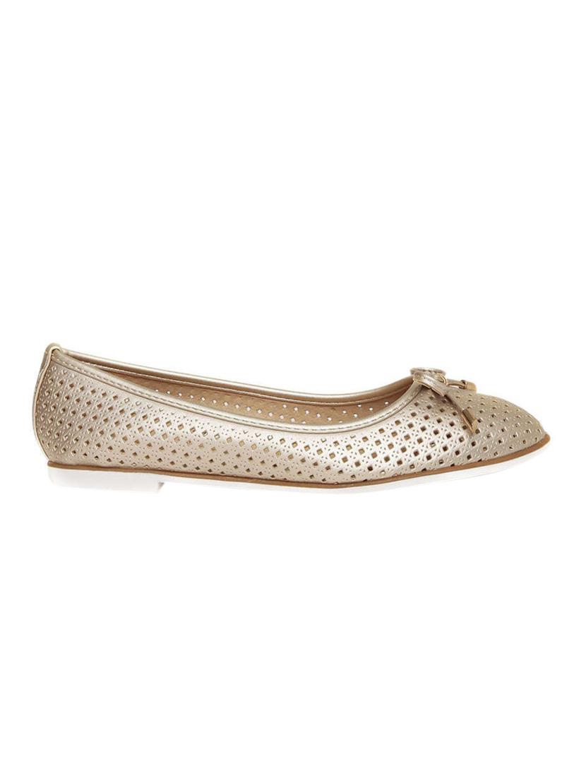 gold slip on ballerinas - 15492076 - Standard Image - 1