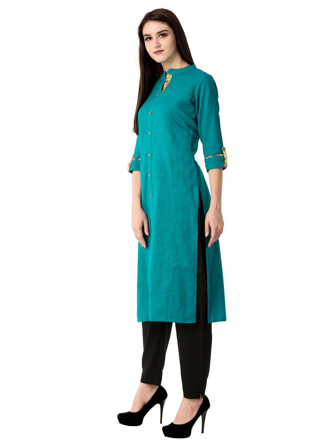 solid straight kurta - 15493093 - Standard Image - 1