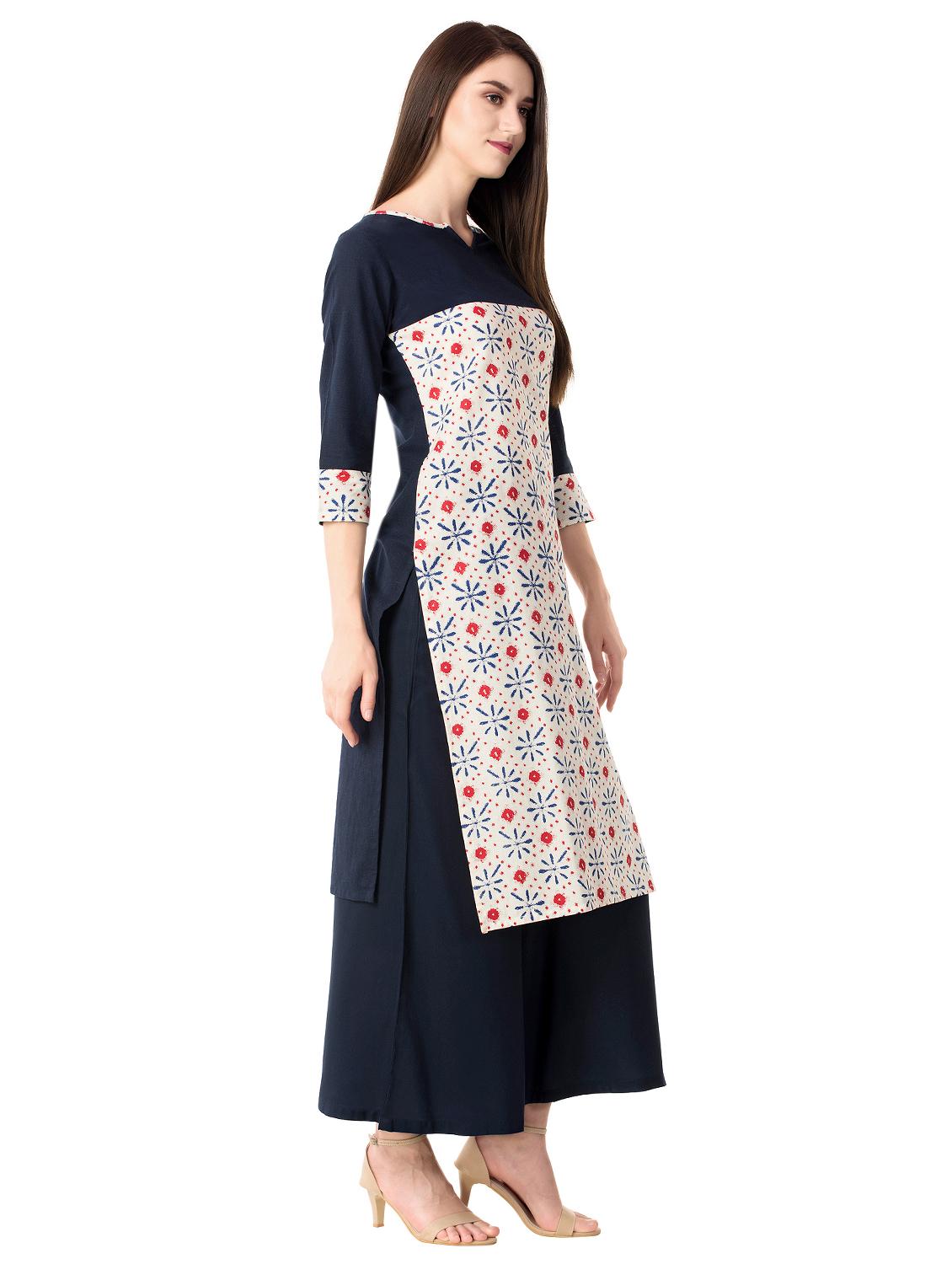 printed straight kurta - 15493096 - Standard Image - 1