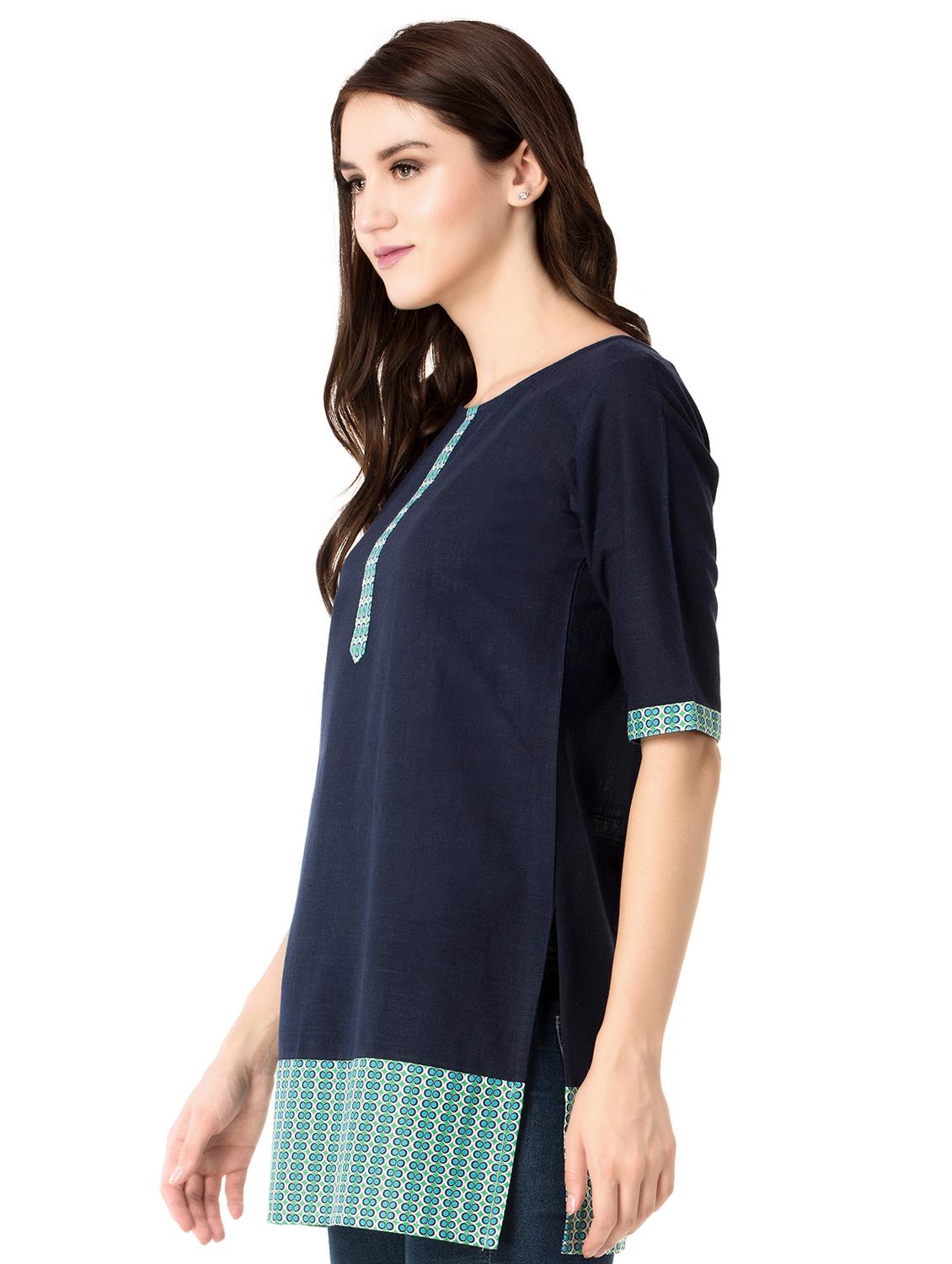 blue straight kurti - 15493105 - Standard Image - 1