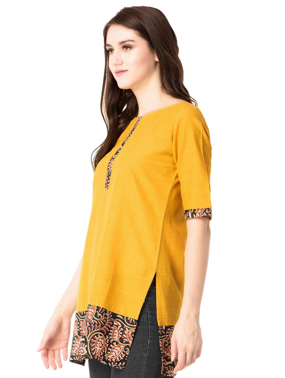 mustard straight kurti - 15493106 - Standard Image - 1