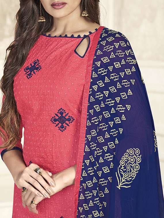 embroidered unstitched churidaar suit - 15493182 - Standard Image - 1