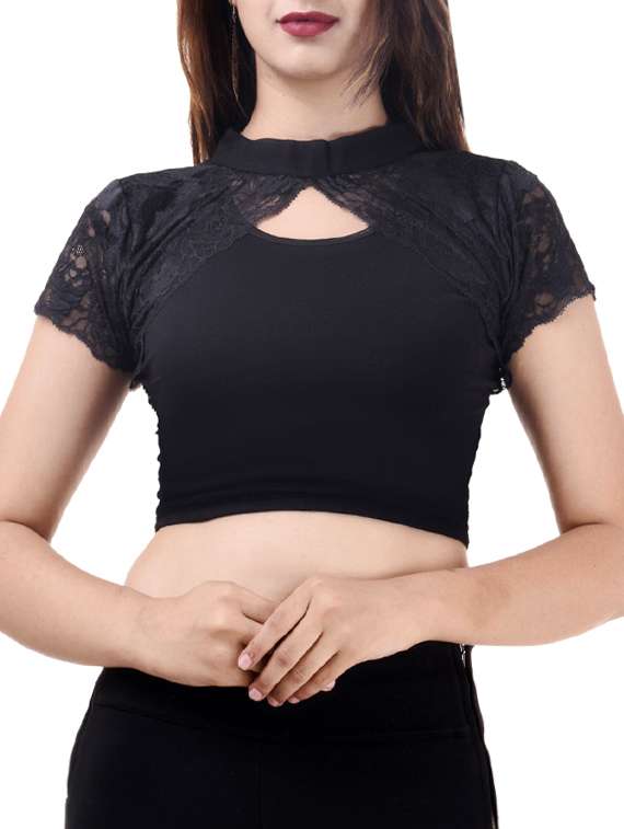 black cotton solid blouse