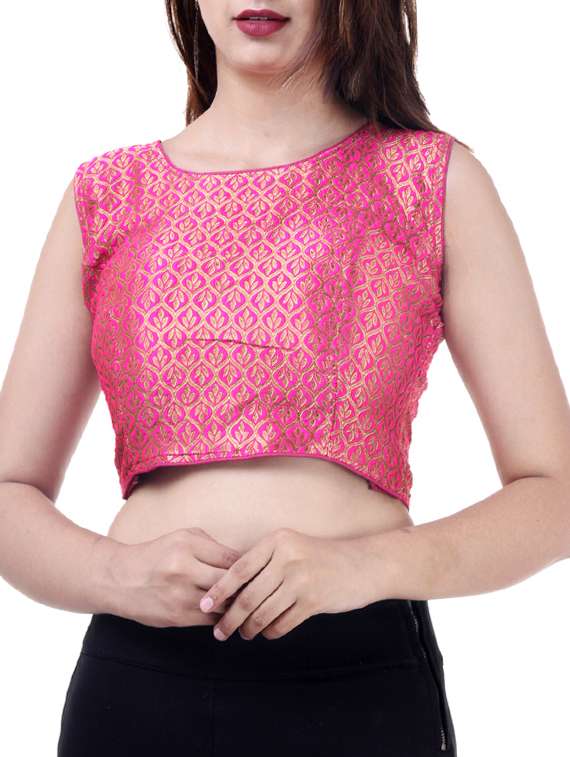 pink silk brocade blouse