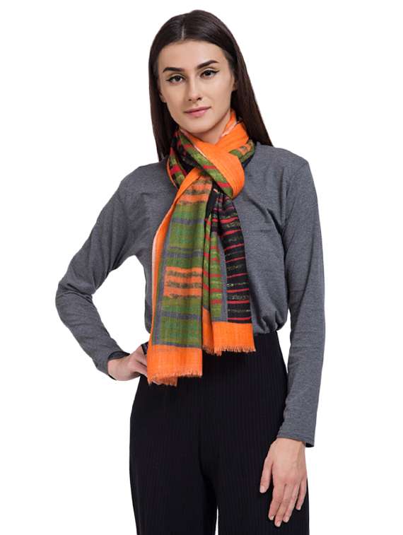 black printed wool stole