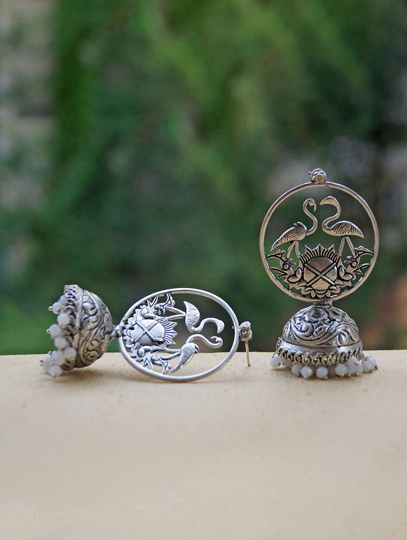 silver tone oxidised earrings