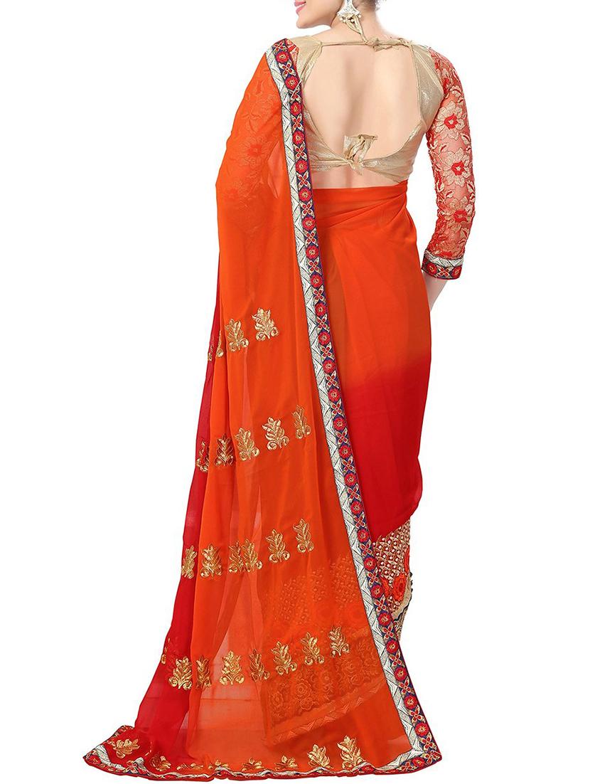 ombre floral embroidered saree with blouse - 15497852 - Standard Image - 1