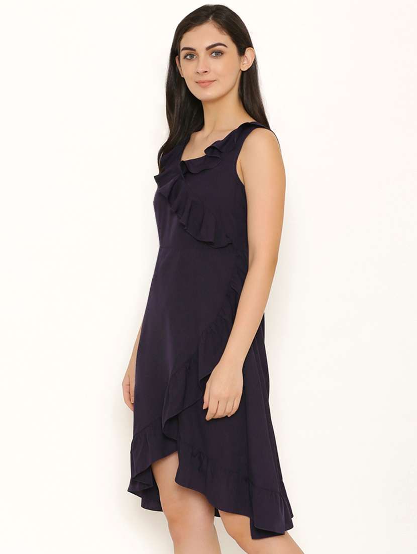 v-neck ruffled dress - 15498678 - Standard Image - 1