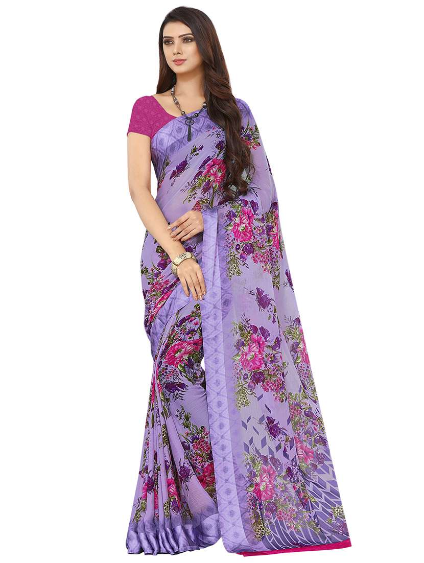 floral printed saree with blouse