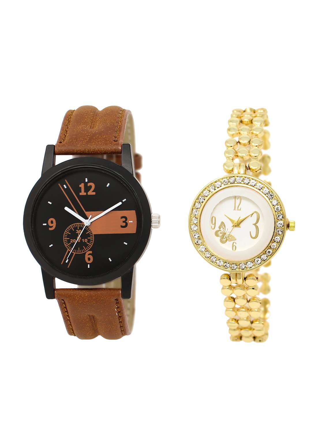 acnos round dial analog couple watch(wat-lr-01-203-combo)