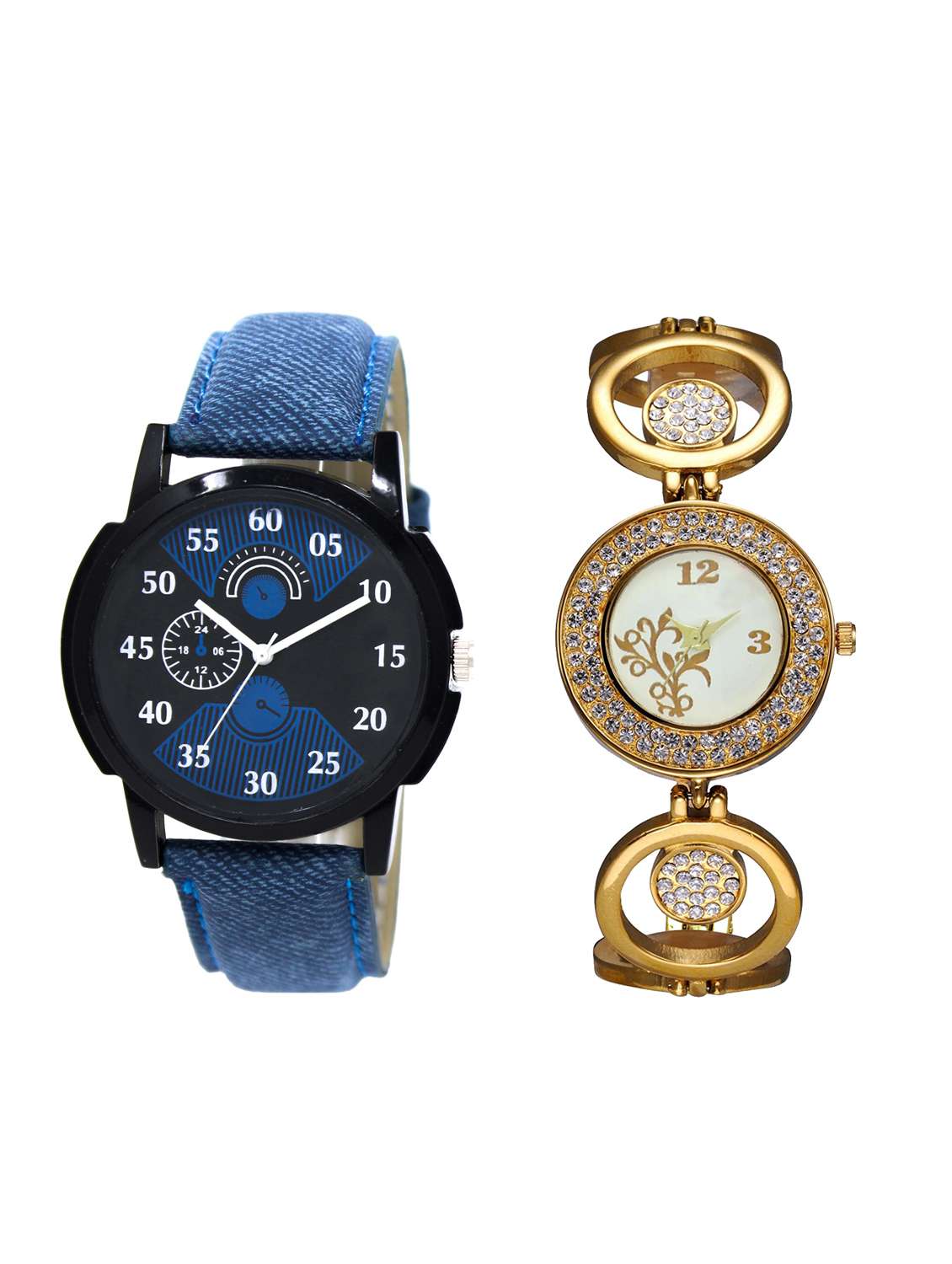 acnos round dial analog couple watch(wat-lr-02-204-combo)