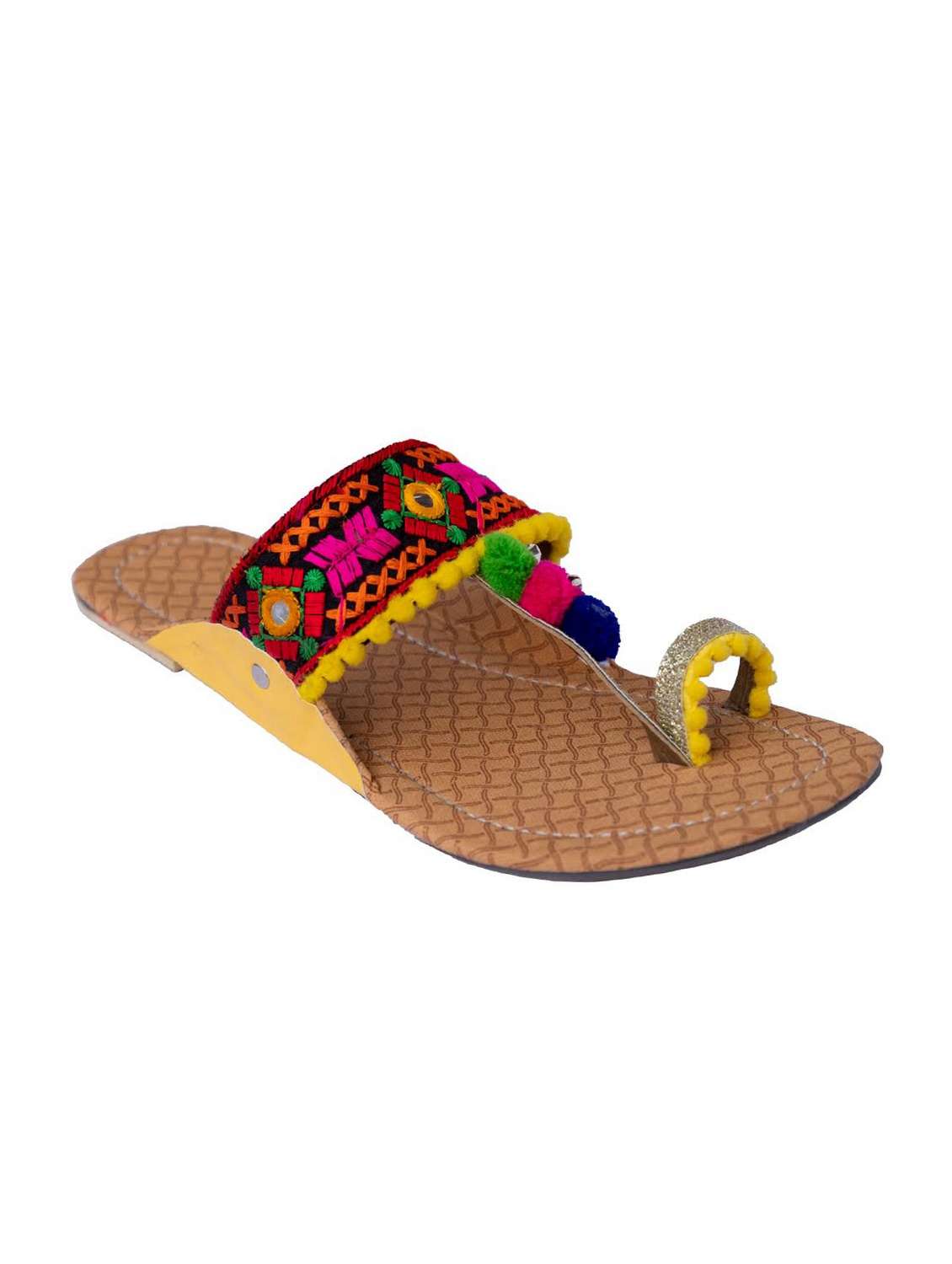 multi colored one toe kolhapuris