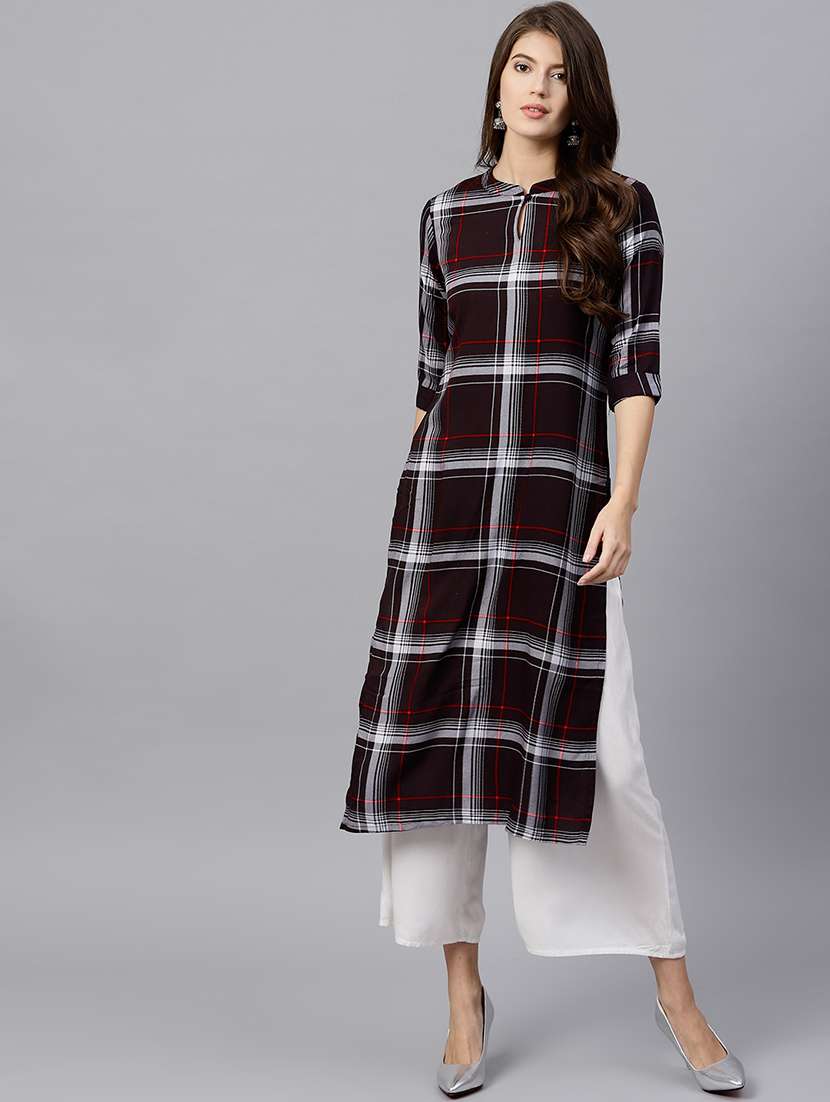 checkered straight kurta