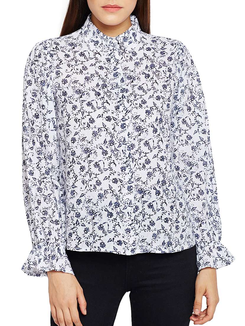 concealed placket printed shirt