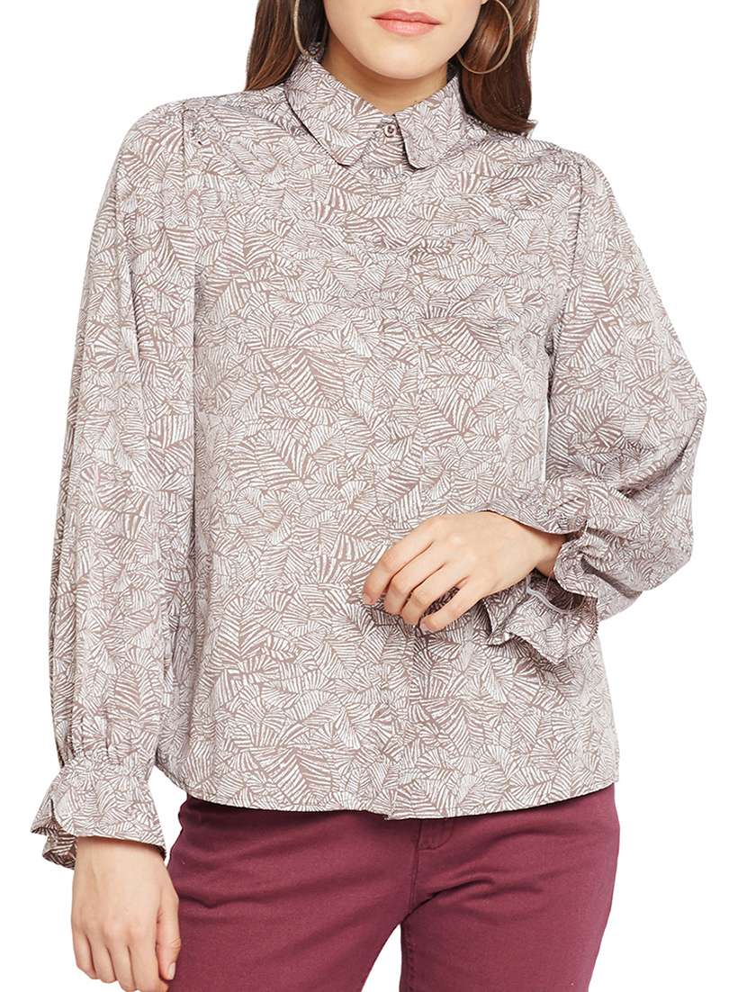 concealed placket printed shirt