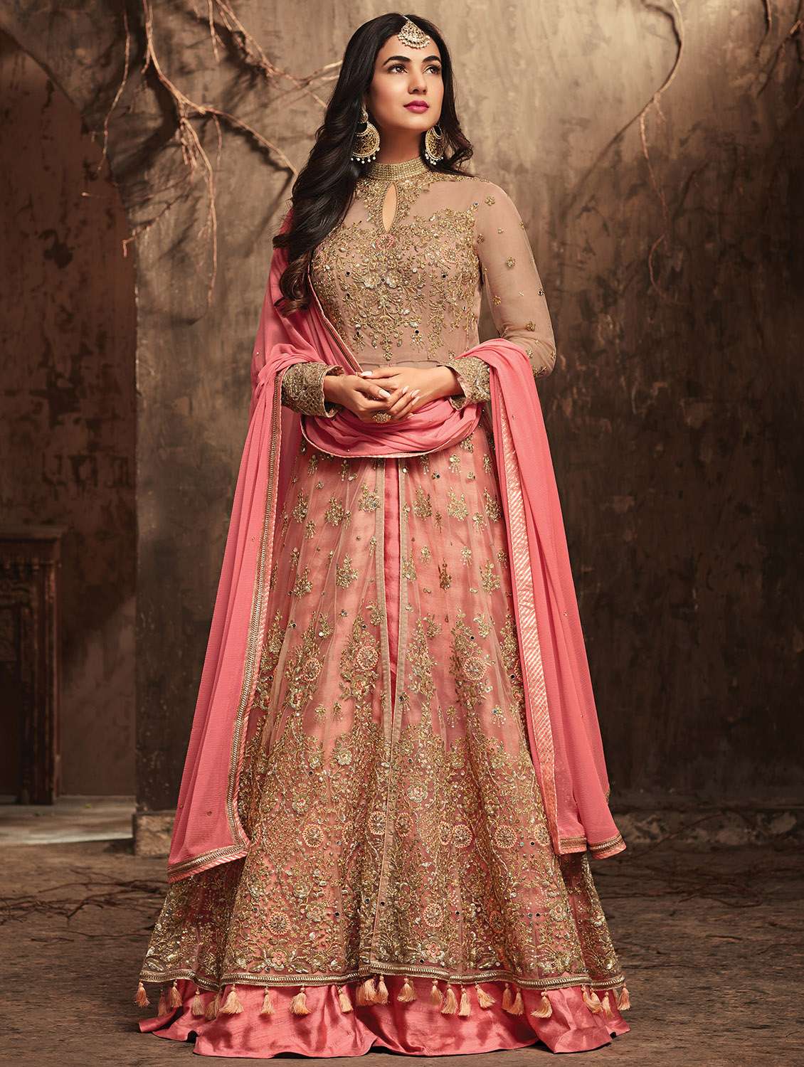 embroidered semi-stitched skirt suit