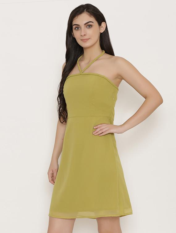halter neck a-line dress - 15503572 - Standard Image - 1