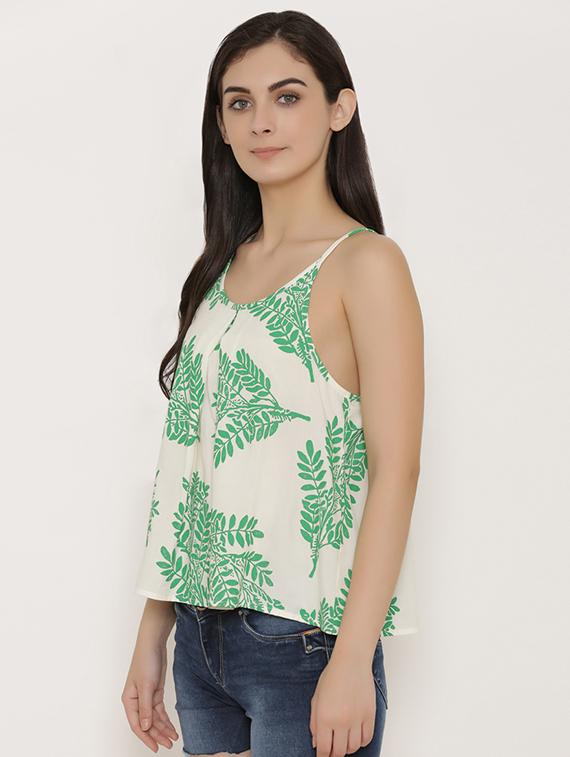 front pleat printed cami top - 15503592 -  Standard Image - 1