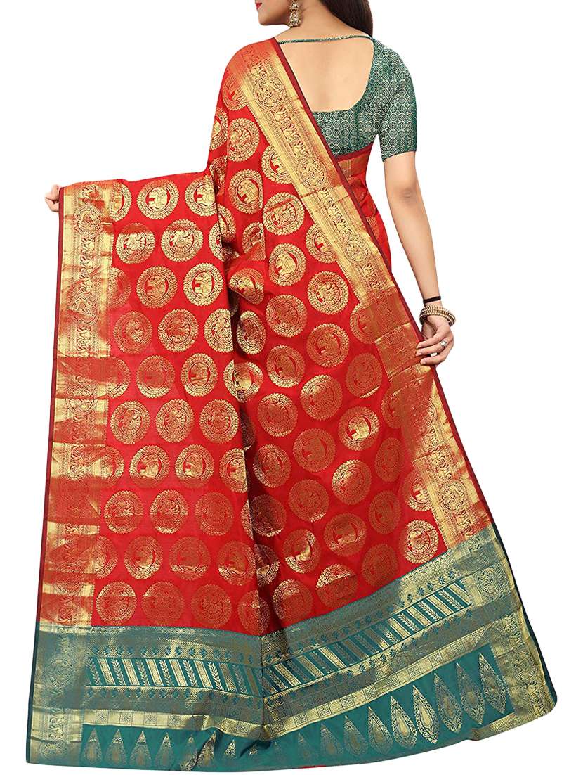 conversational zari motif banarasi saree with blouse - 15504063 - Standard Image - 1