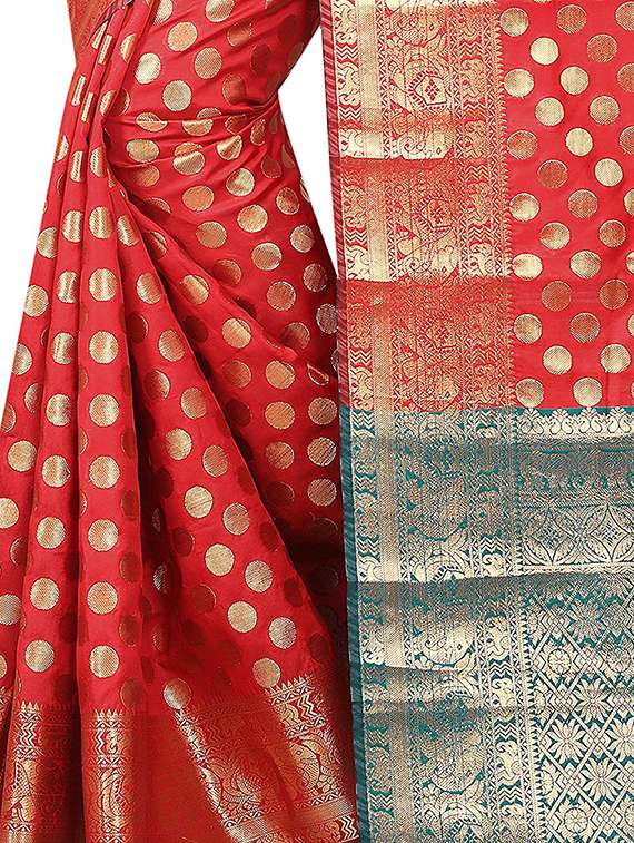 zari butti banarasi saree with blouse - 15504071 -  Standard Image - 1