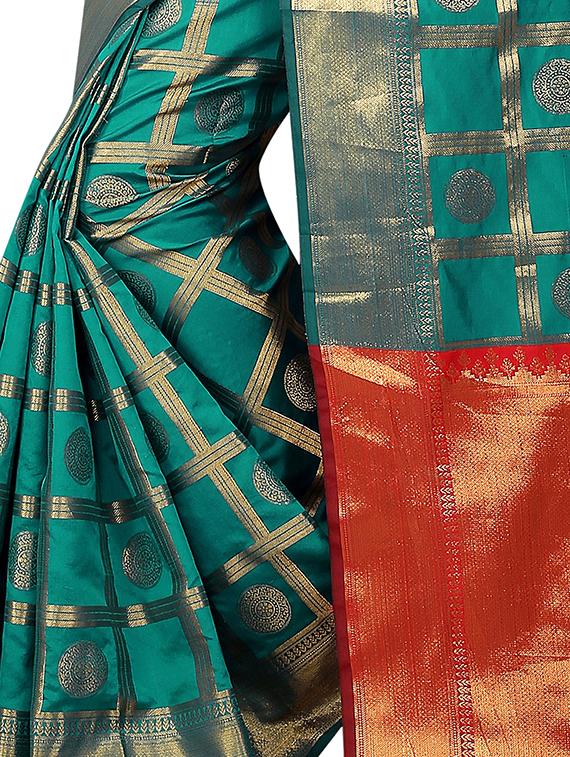 zari butti banarasi saree with blouse - 15504076 -  Standard Image - 1