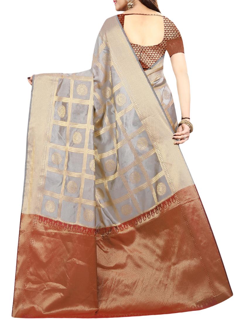 zari jacquard banarasi saree with blouse - 15504077 - Standard Image - 1