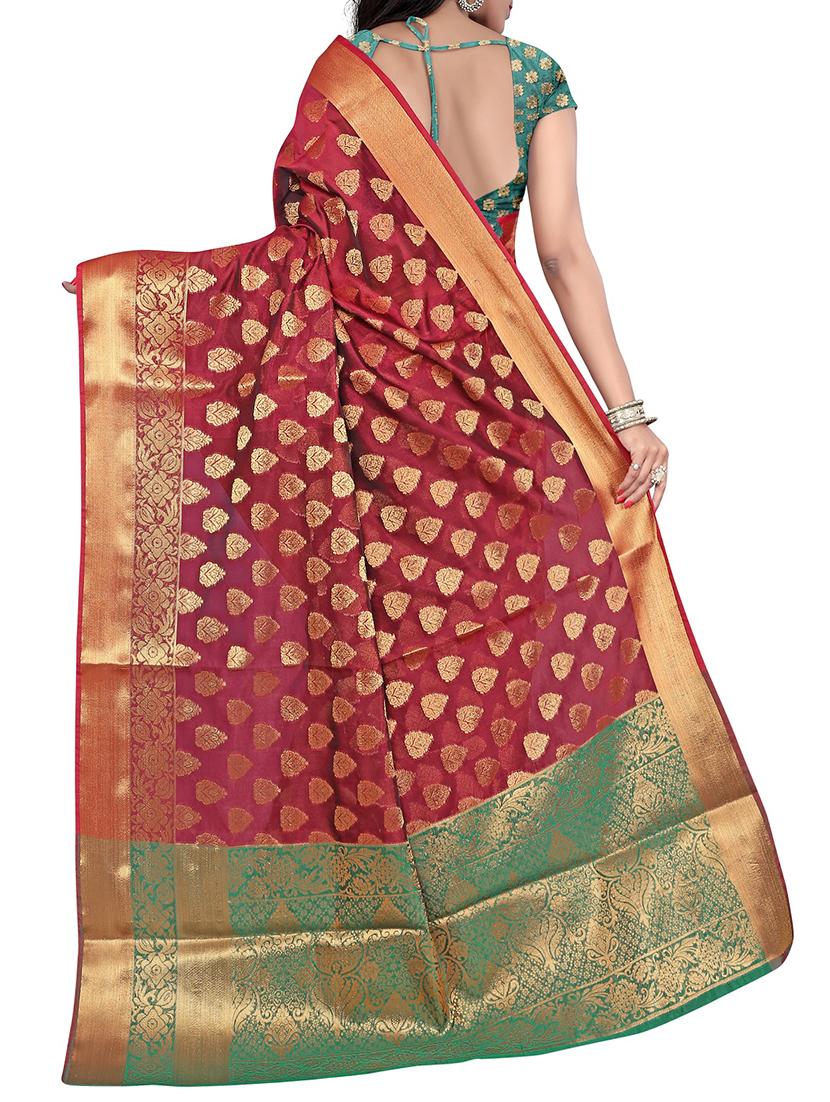 zari motifs banarasi saree with blouse - 15504105 - Standard Image - 1