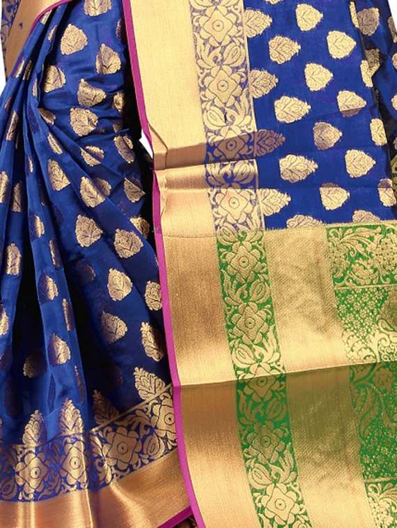 zari motifs banarasi saree with blouse - 15504106 -  Standard Image - 1